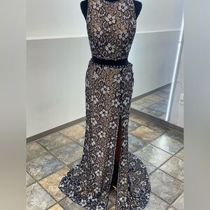 Celeste Black and White Lace Maxi Dress
